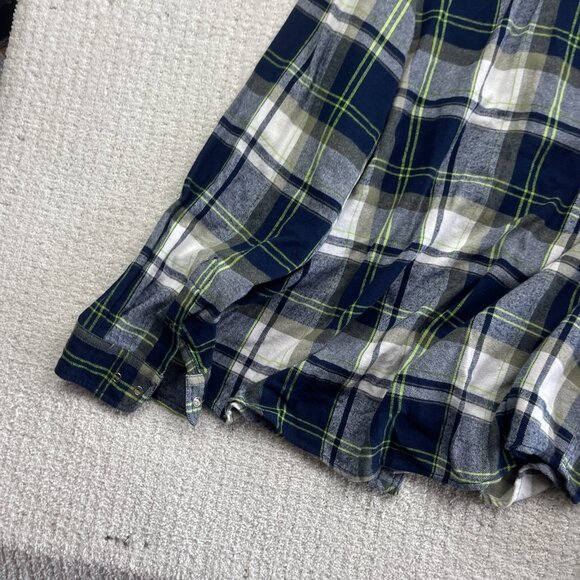URBAN VINTAGE Snap Button Up Flannel Plaid Shirt Men SZ XXL Neon Green / Blue - Picture 12 of 14